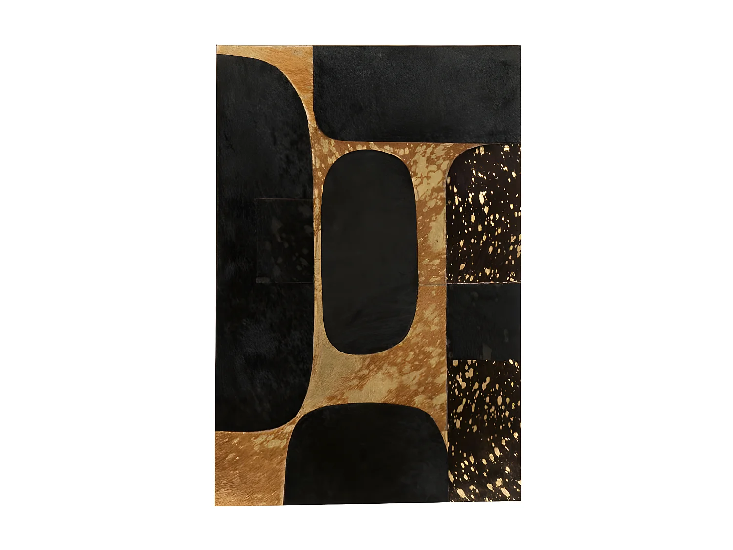 Tableau Déco en Cuir "Opalo" 40x60cm Noir & Or