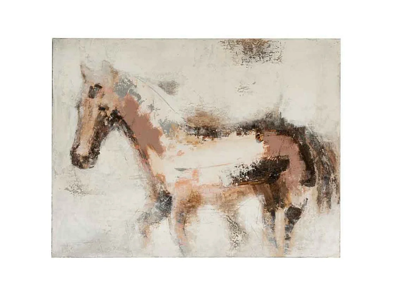 Toile Déco "Cheval" 90x119cm Blanc & Marron