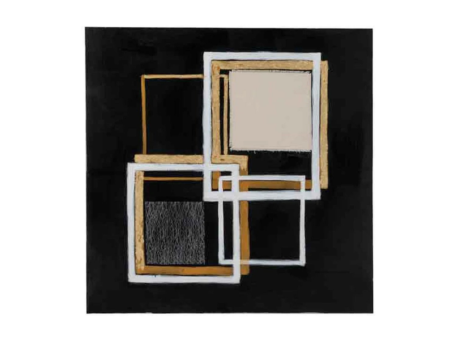 Toile Peinture "Carrée" 90x90cm Noir & Or