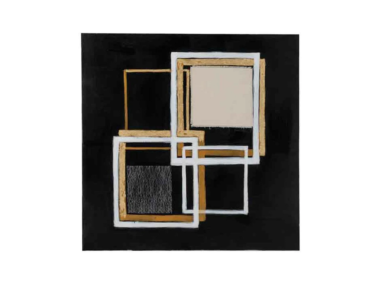 Toile Peinture "Carrée" 90x90cm Noir & Or