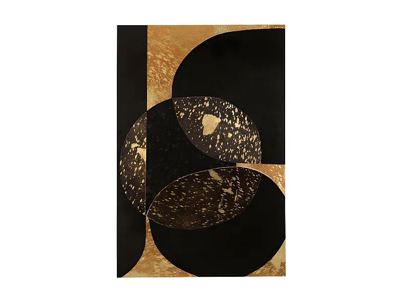 Tableau Déco en Cuir "Opalo" 60x90cm Noir & Or