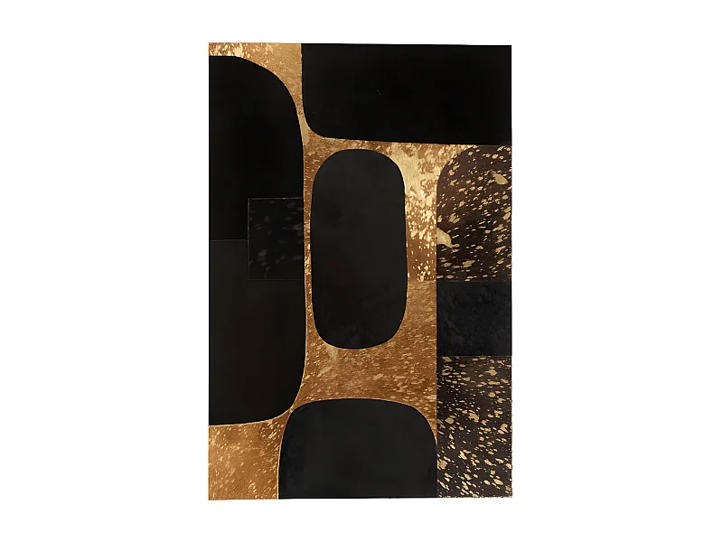 Tableau Déco en Cuir "Opalo II" 60x90cm Noir & Or