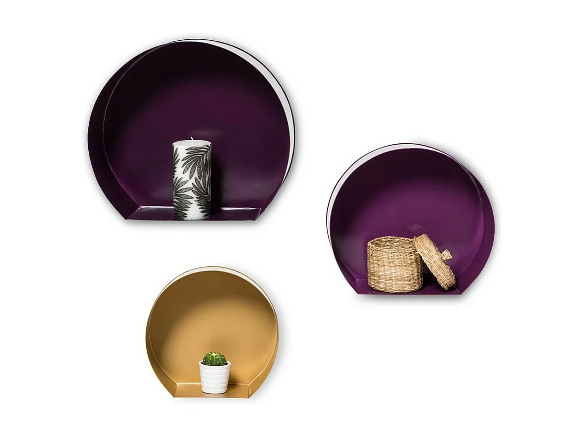 Lot de 3 Étagères Murales Design "Triple" 39cm Marron