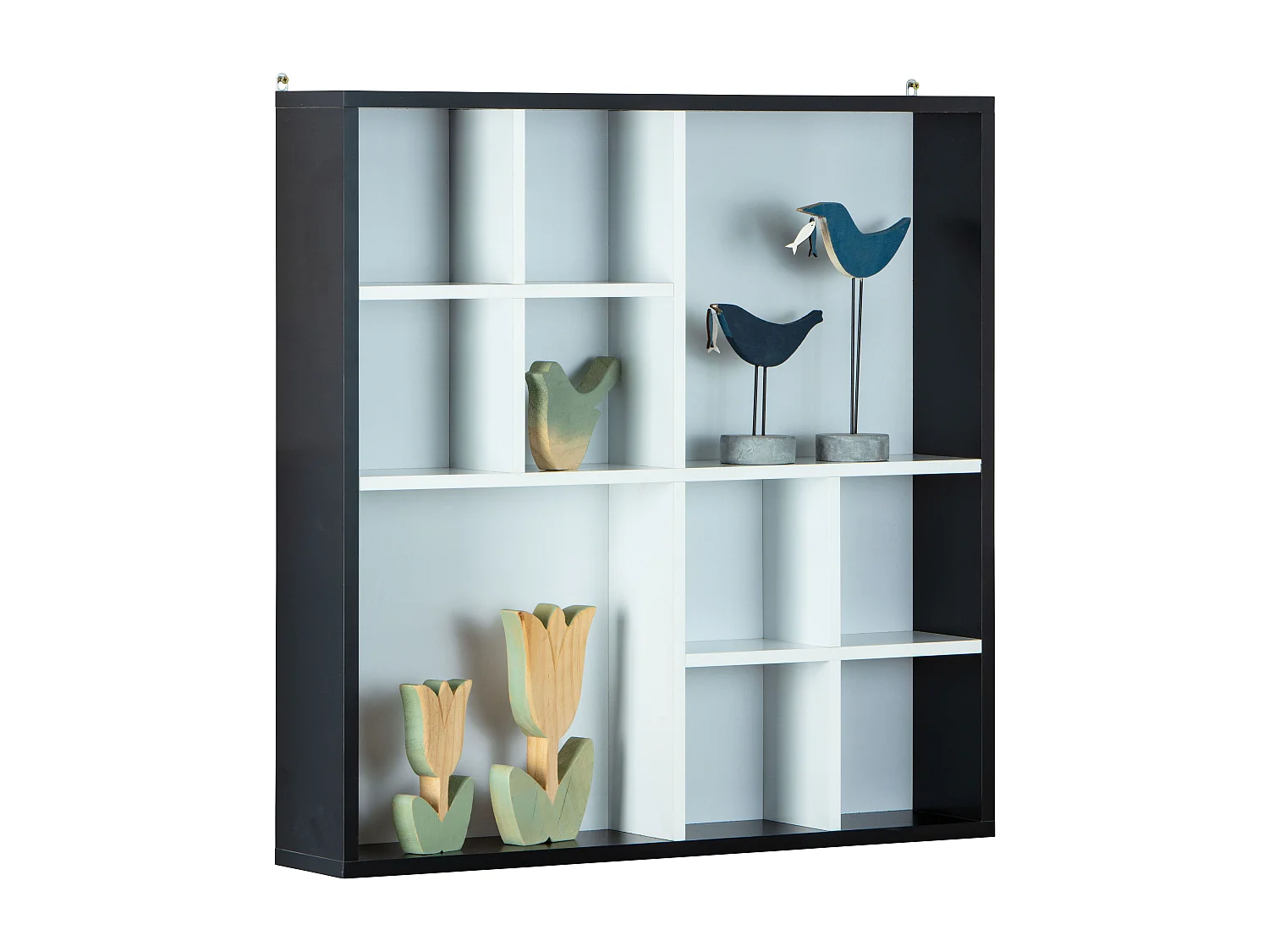 Étagère Murale 10 Compartiments "Bukan" 70cm Noir & Blanc