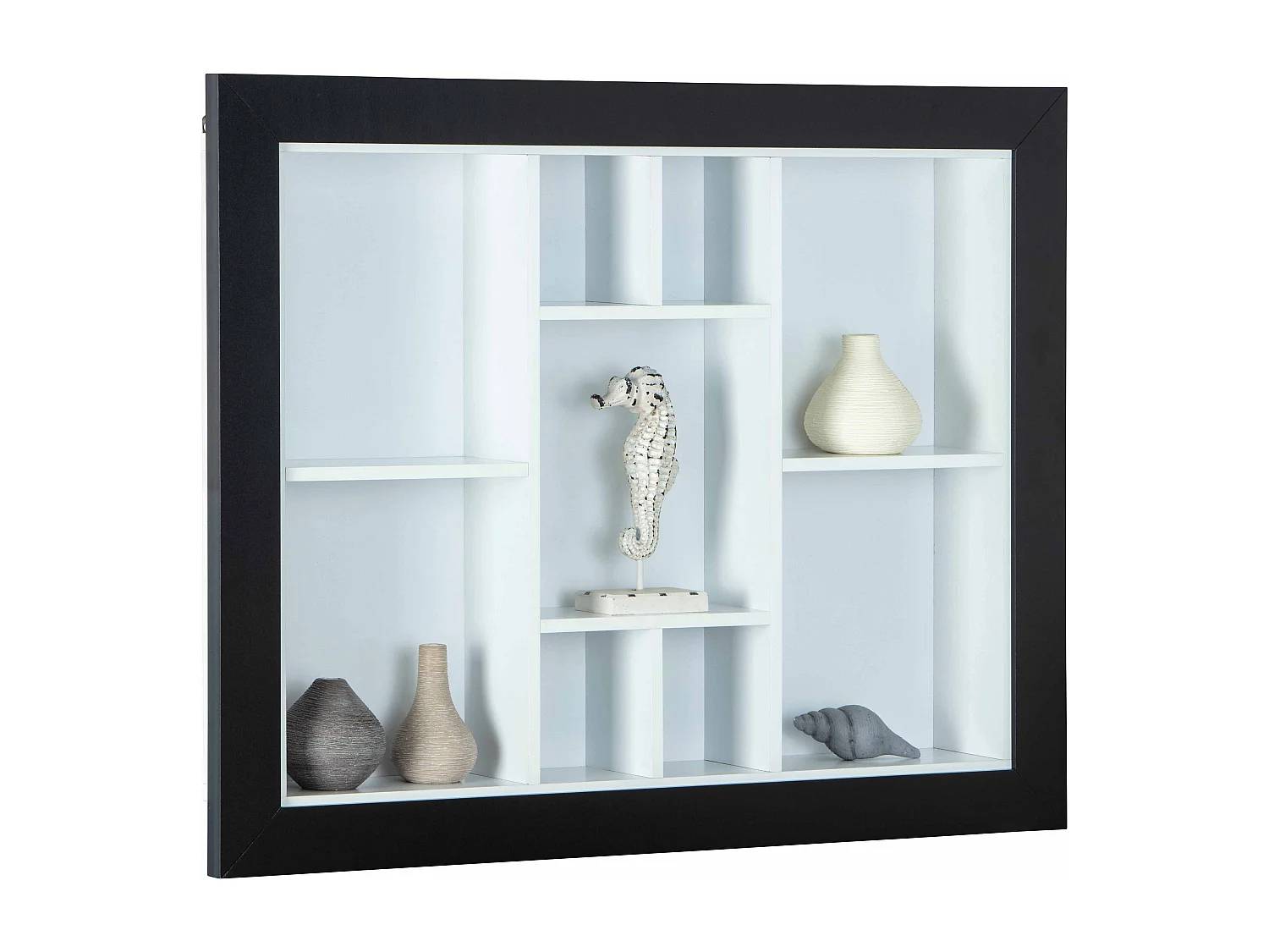 Étagère Murale 9 Compartiments "Bukan" 89cm Noir & Blanc