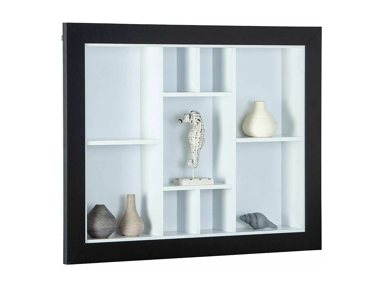 Étagère Murale 9 Compartiments "Bukan" 89cm Noir & Blanc