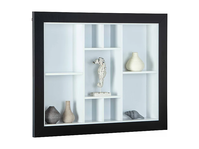 Étagère Murale 9 Compartiments "Bukan" 89cm Noir & Blanc