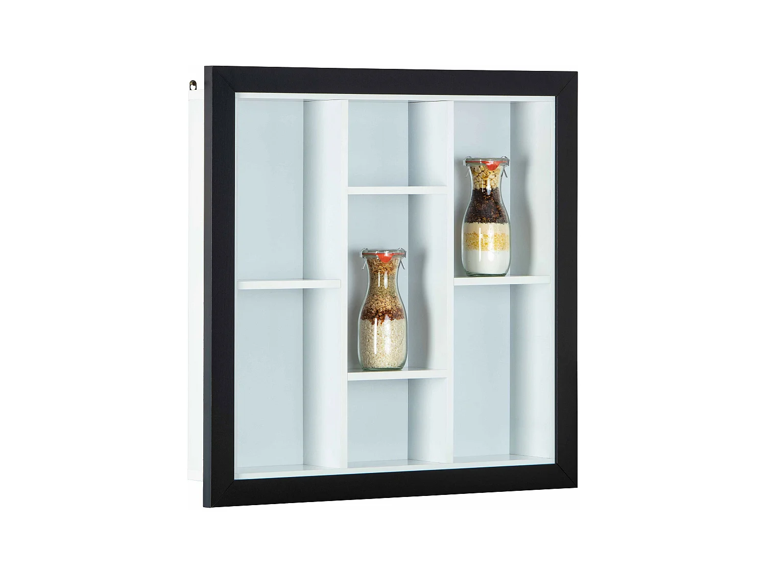 Étagère Murale 7 Compartiments "Bukan" 67cm Noir & Blanc