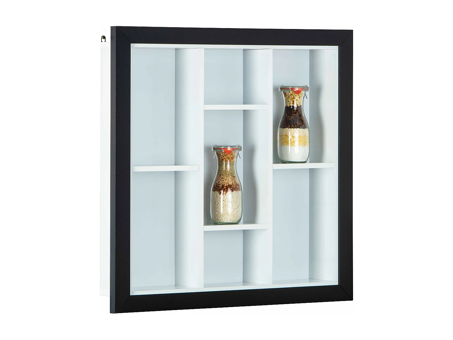 Étagère Murale 7 Compartiments "Bukan" 67cm Noir & Blanc