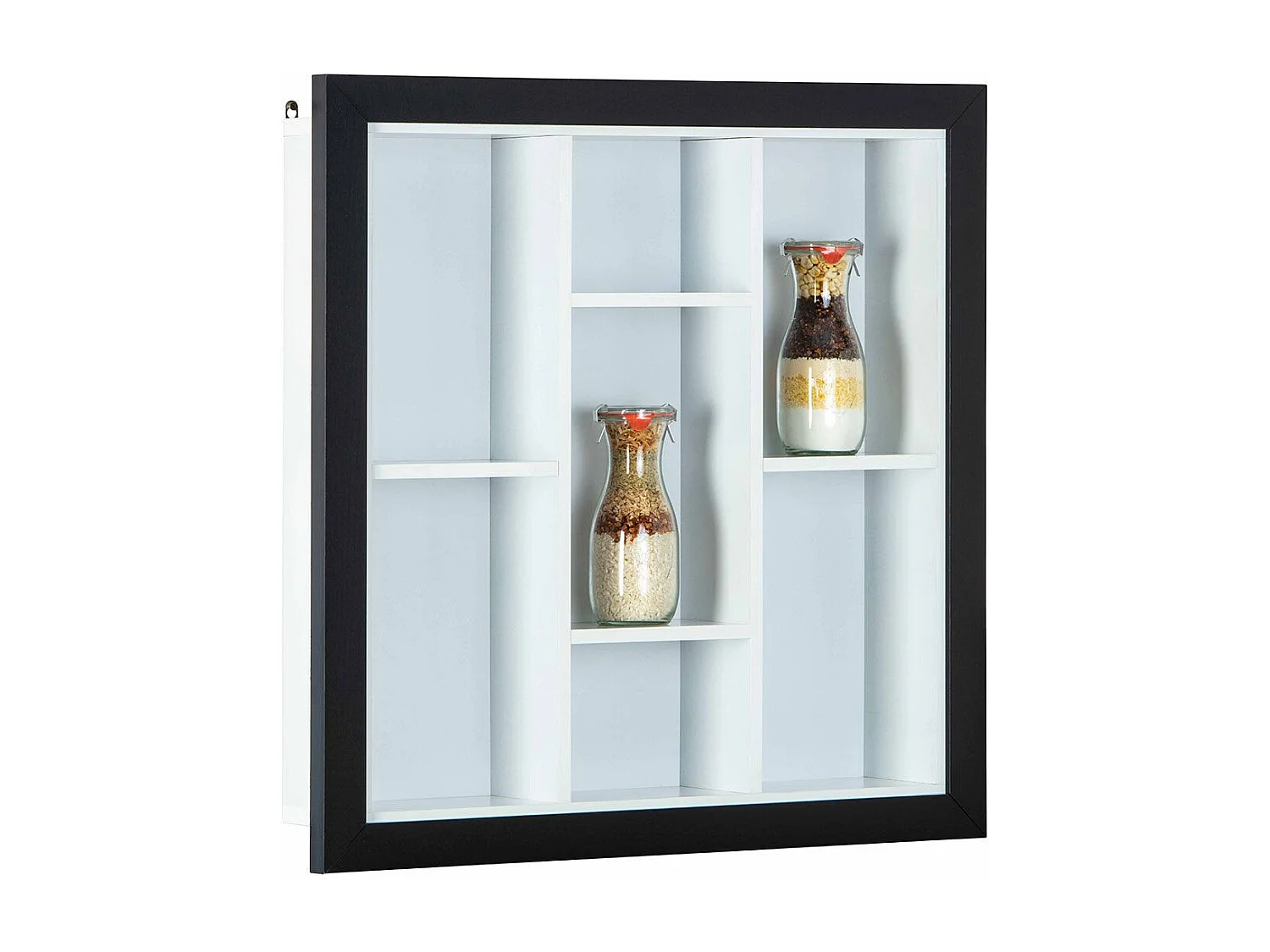 Étagère Murale 7 Compartiments "Bukan" 67cm Noir & Blanc