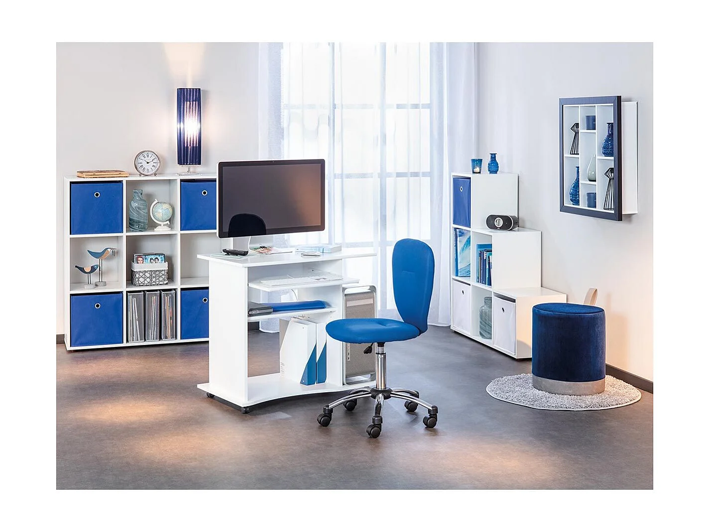 Étagère Murale 7 Compartiments "Bukan" 67cm Noir & Blanc