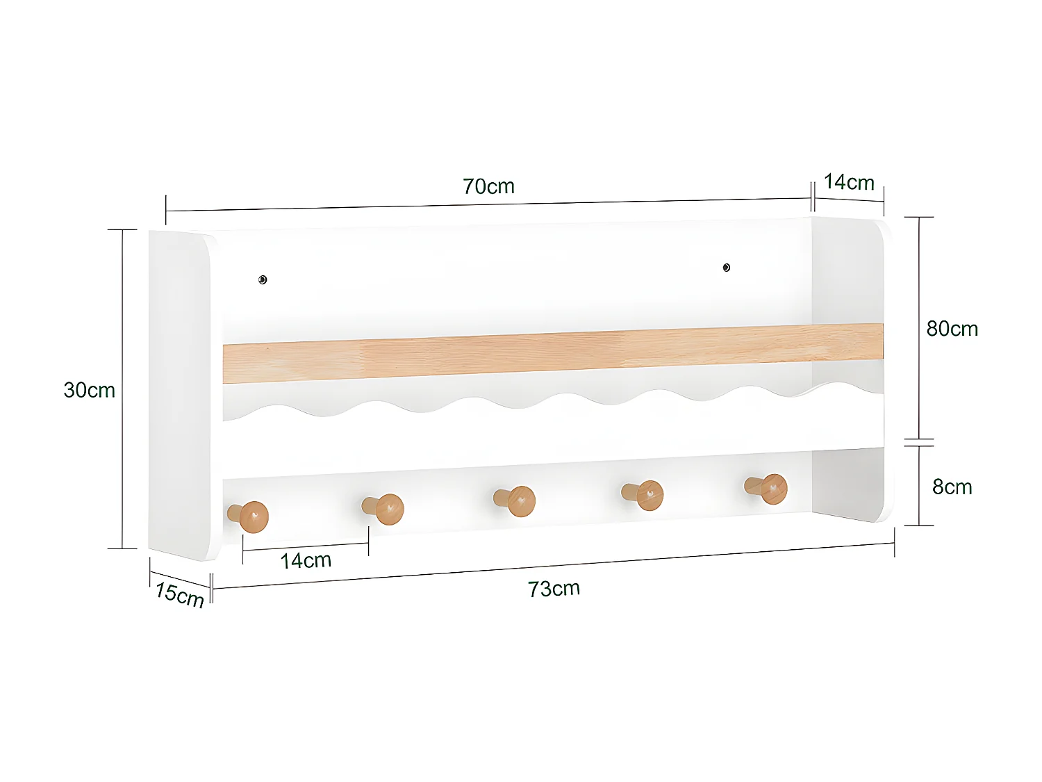 Armadio Da Parete Per Bambini Con Ripiano Per Bambini 73x30x15cm KMB78-W SoBuy