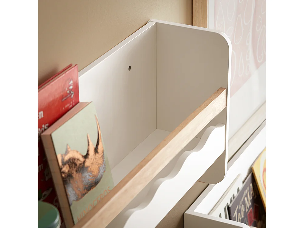 Librería Infantil de Pared Estantería para niños con 1 Estante y 5 Ganchos 73 x 15 x 30 cm KMB78-W SoBuy ES