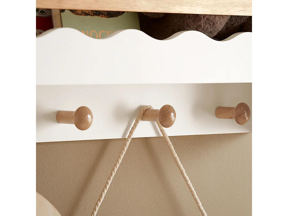 Librería Infantil de Pared Estantería para niños con 1 Estante y 5 Ganchos 73 x 15 x 30 cm KMB78-W SoBuy ES