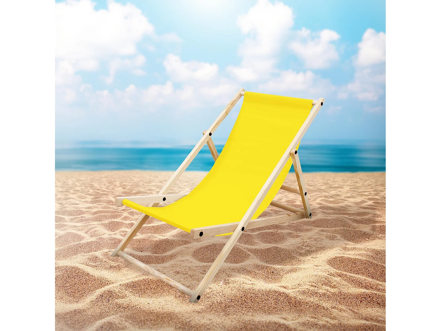 Chaise longue de jardin pliable jaune en bois chilienne 3 positions de couchage  jusqu'à 120 kg usage intérieur et extérieur balcon terrasse patio