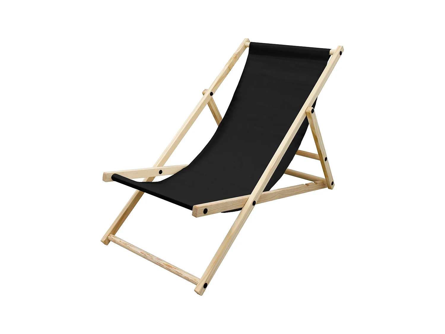 Chaise longue de jardin pliable noir en bois chilienne 3 positions de couchage  jusqu'à 120 kg usage intérieur et extérieur balcon terrasse patio