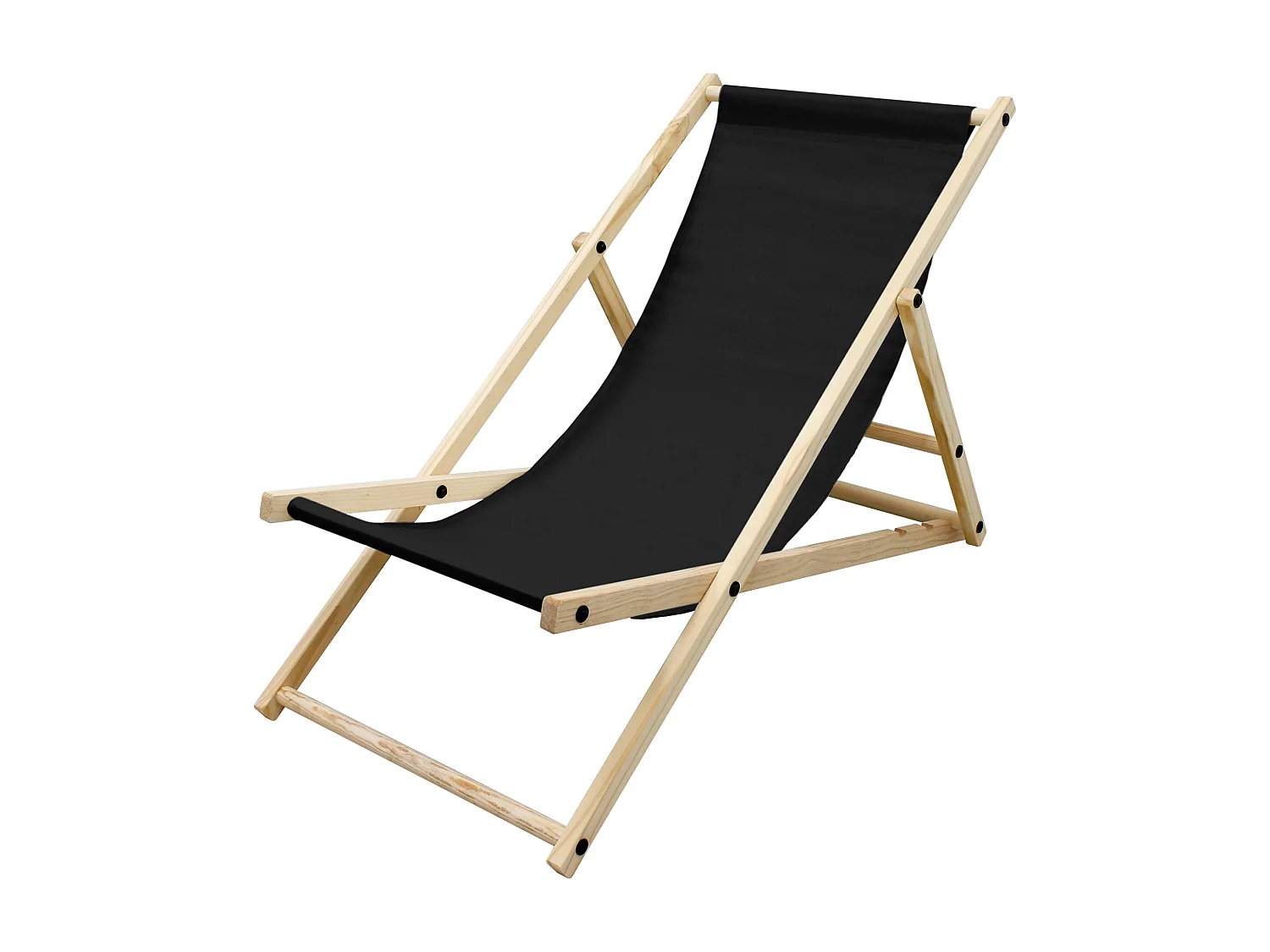 Chaise longue de jardin pliable noir en bois chilienne 3 positions de couchage  jusqu'à 120 kg usage intérieur et extérieur balcon terrasse patio