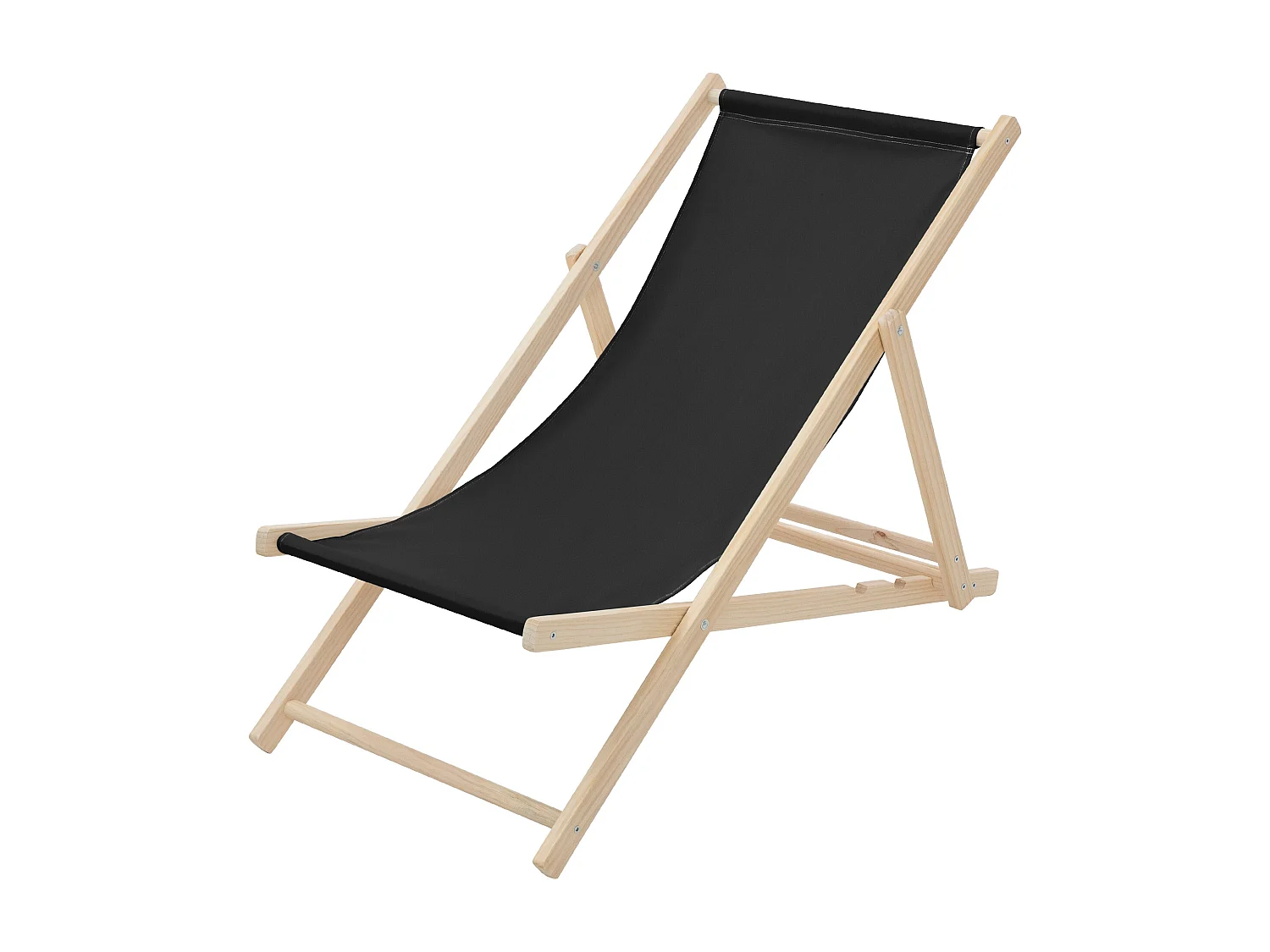 Chaise longue de jardin pliable noir en bois chilienne 3 positions de couchage  jusqu'à 120 kg usage intérieur et extérieur balcon terrasse patio