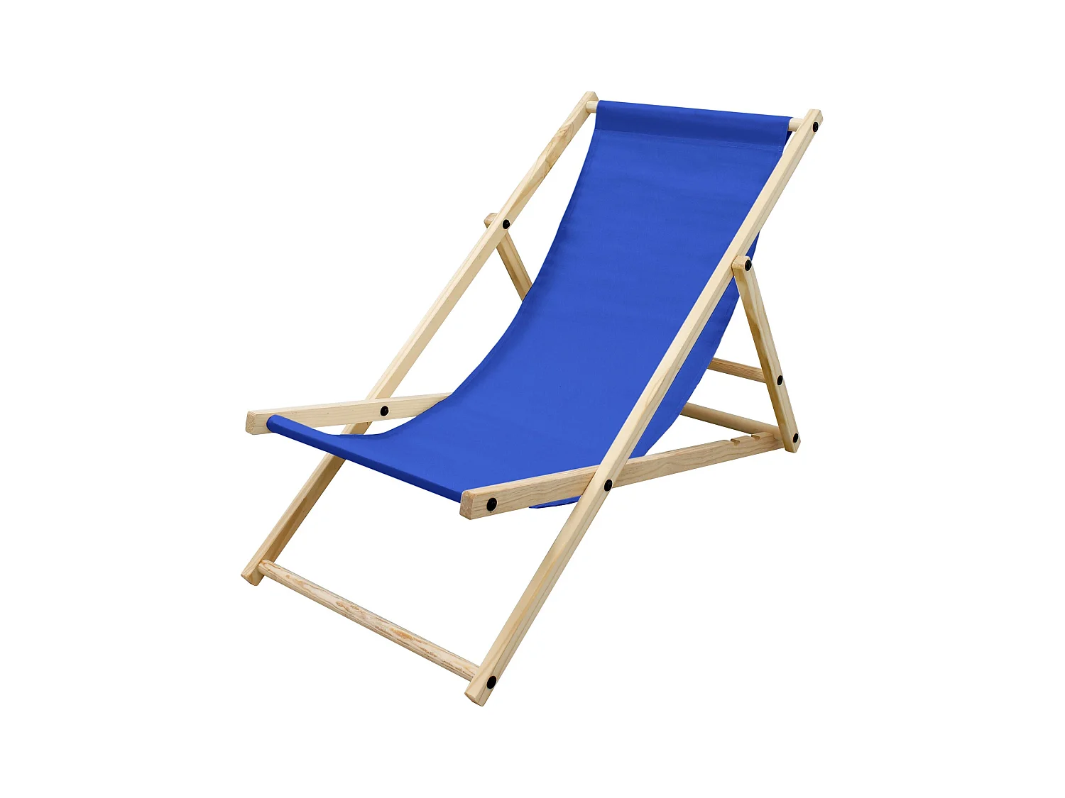 Chaise longue de jardin pliable bleue en bois chilienne 3 positions de couchage  jusqu'à 120 kg usage intérieur et extérieur balcon terrasse patio