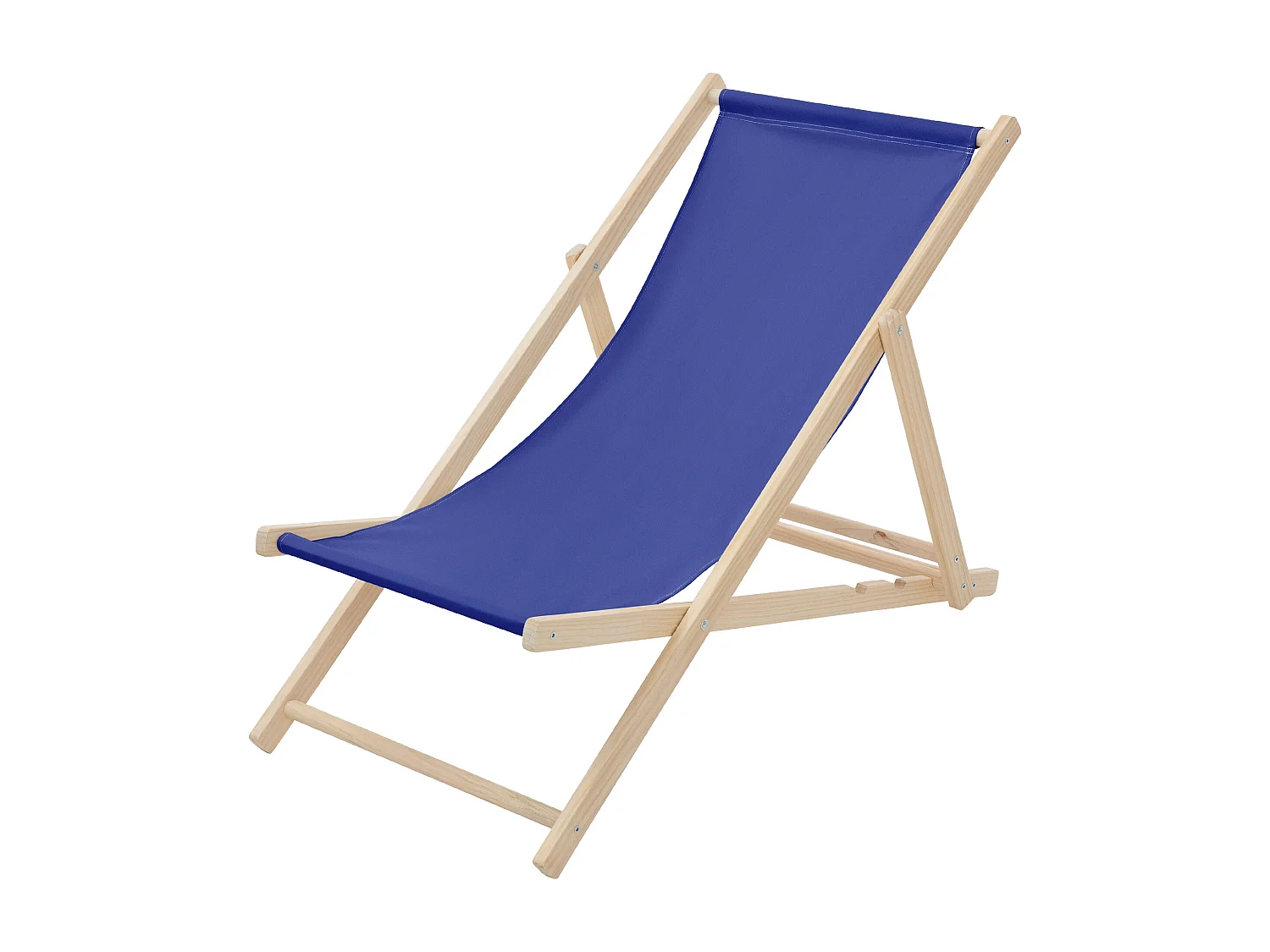 ECD Germany Sedia a sdraio pieghevole in legno e tessuto blu scuro, regolabile 3 posizioni, lettino prendisole fino a 120 kg, esterni/interni