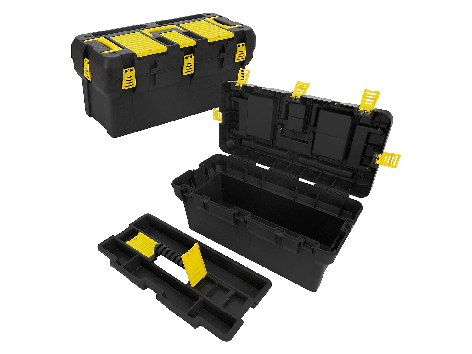 Caisse à outils vide en plastique compartiment intermédiaire mobile 65x31x32 cm