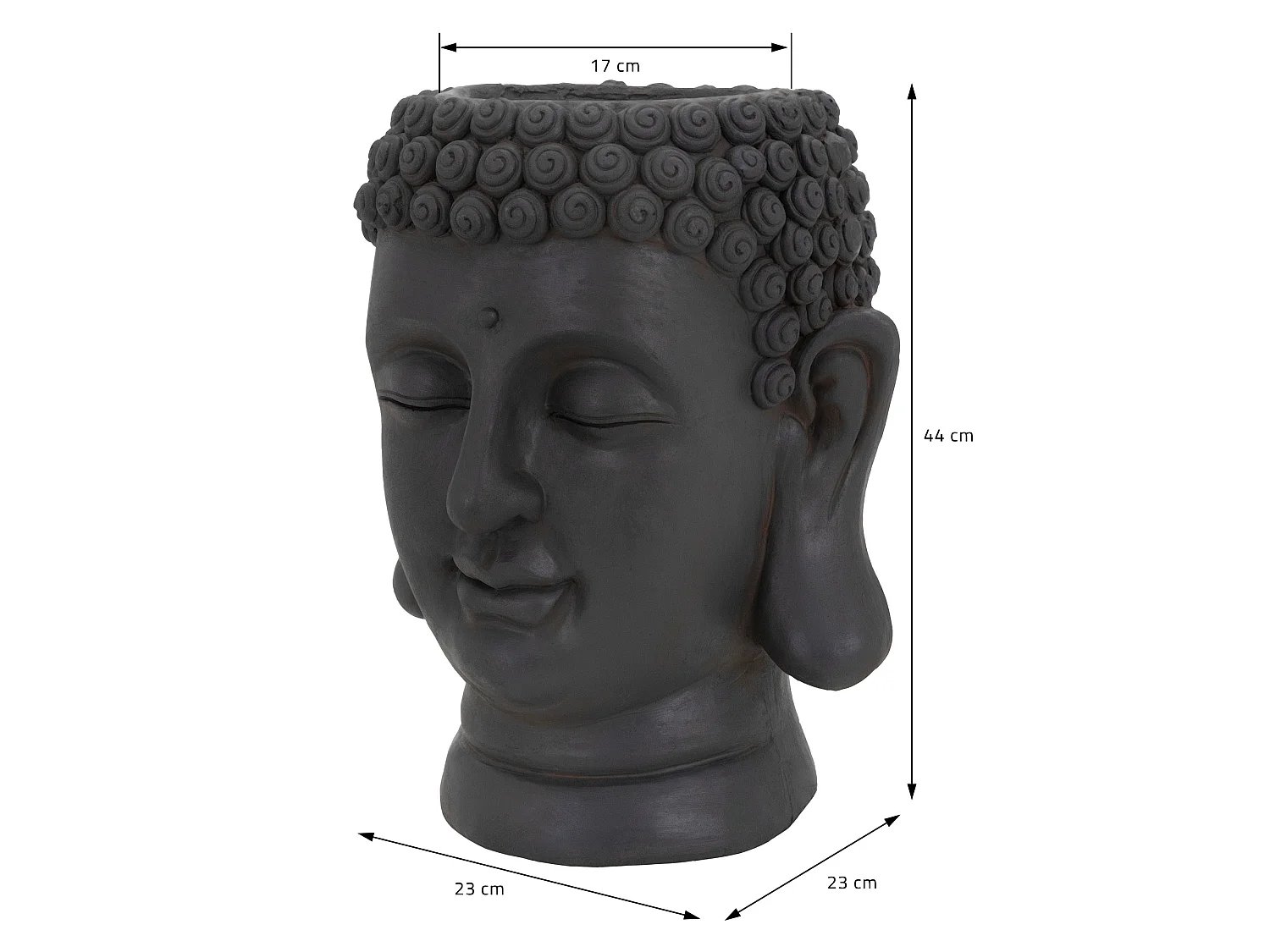 Pot de fleurs tête de Bouddha 23x23x44 cm case récipient pour fleurs anthracite