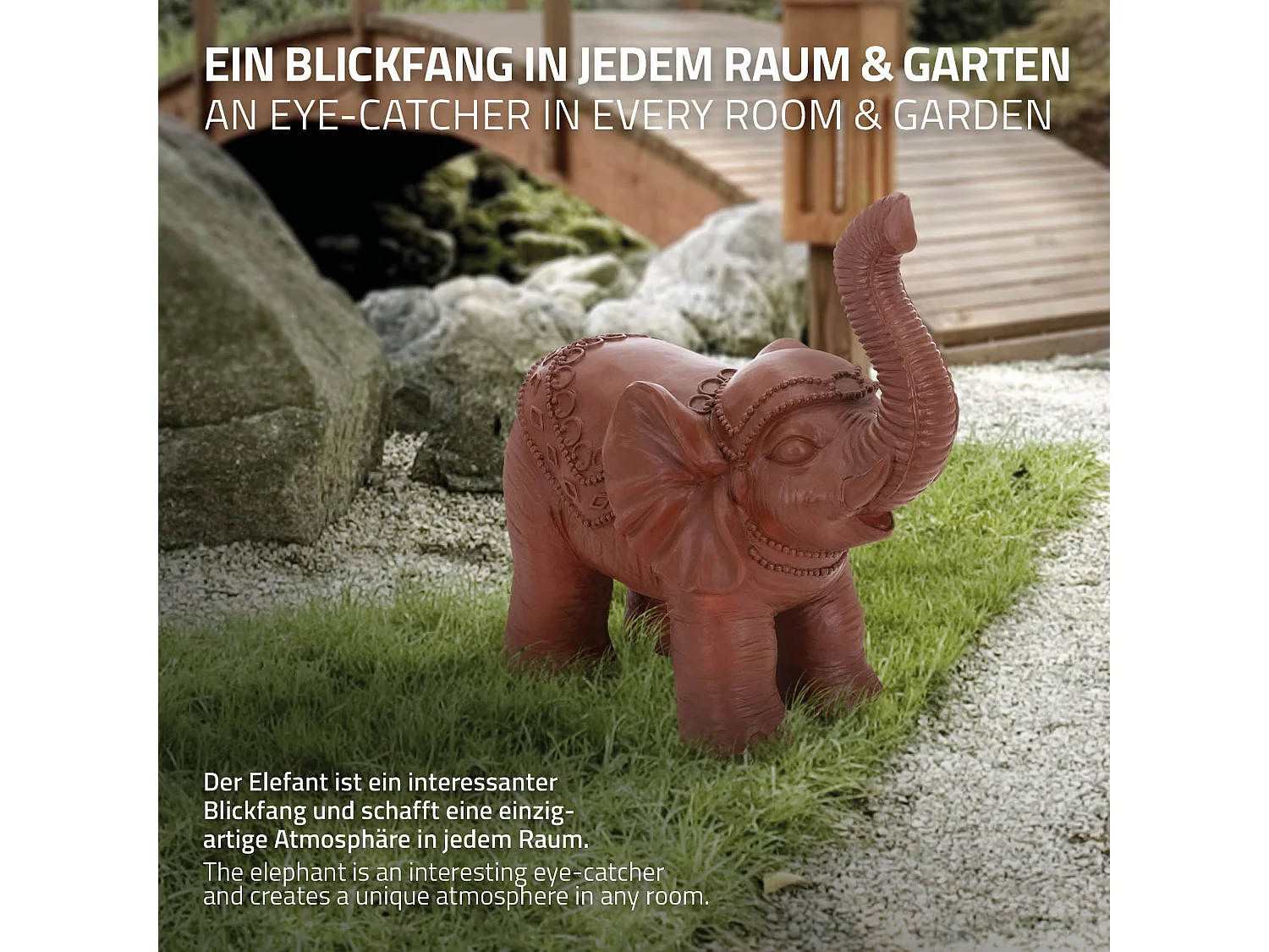 Statuetta decorativa a forma di elefante 36 x 19 x 39 cm marrone stile orientale