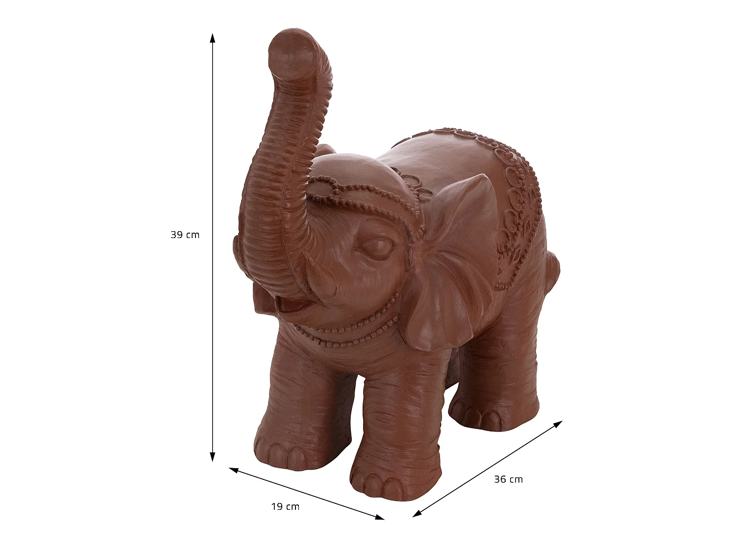 Statuetta decorativa a forma di elefante 36 x 19 x 39 cm marrone stile orientale