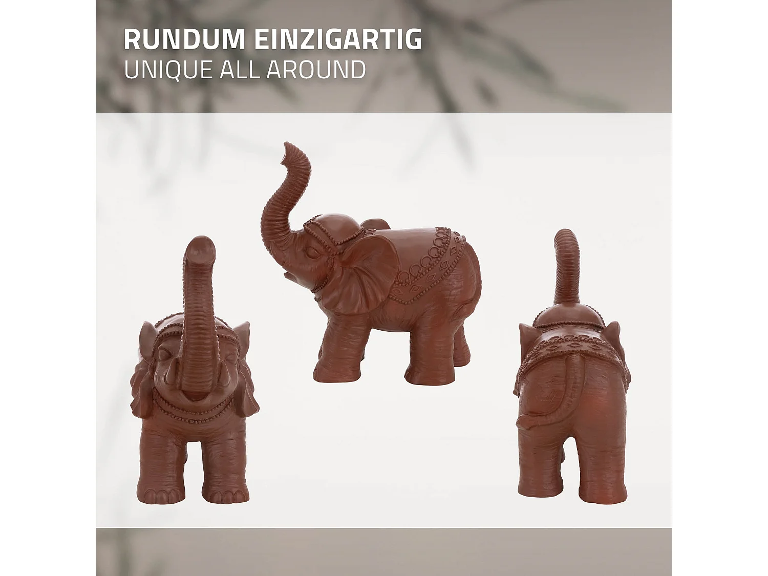 Figurine elephant marron 36x19x39 cm déco jardin MGO statuette antique orientale