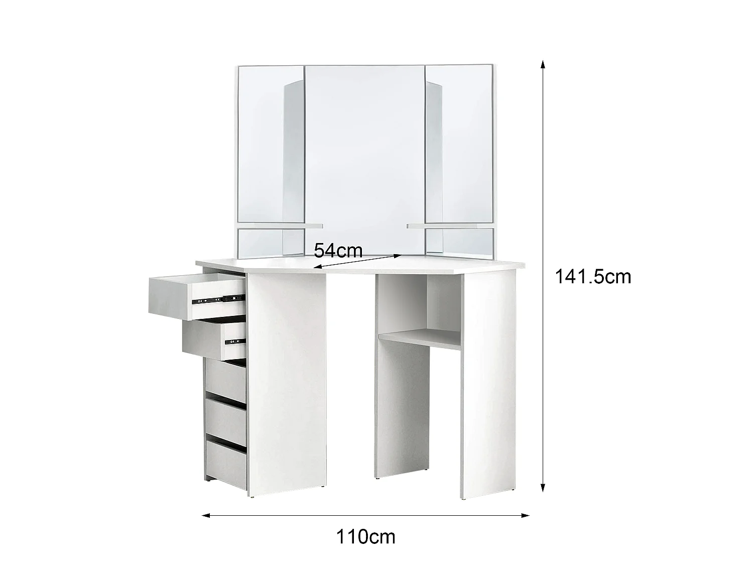 Tocador con espejo blanco mesa de maquillaje escritorio con cajones madera MDF