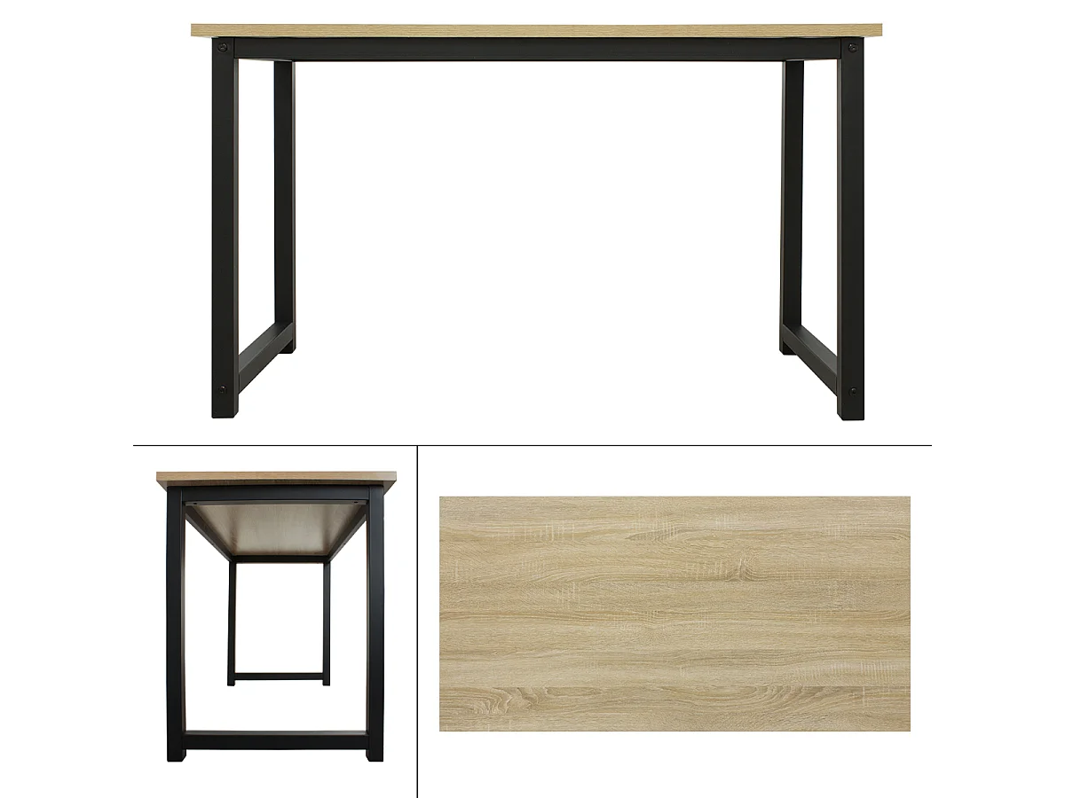 Table d'ordinateur bureau de travail MDF cadre en métal chêne noir 120 x 60 cm
