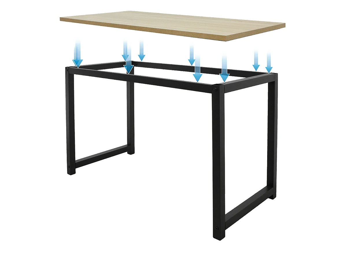 Table d'ordinateur bureau de travail MDF cadre en métal chêne noir 120 x 60 cm