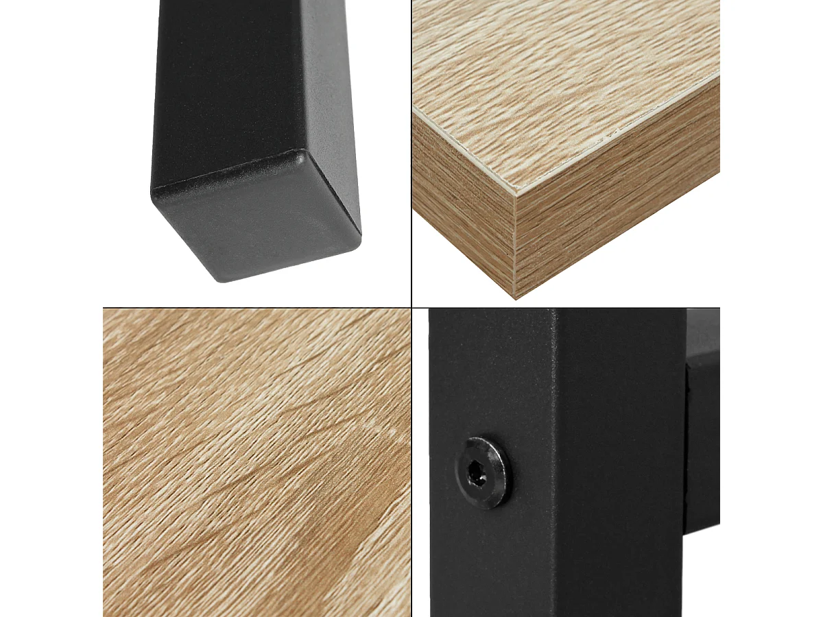 Table d'ordinateur bureau de travail MDF cadre en métal chêne noir 120 x 60 cm