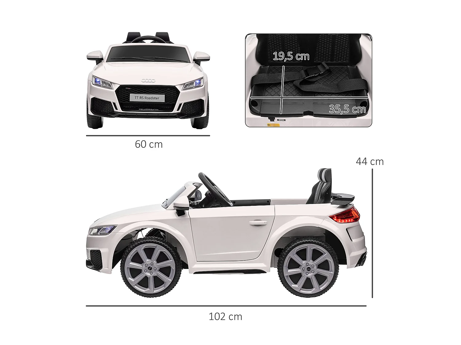 Coche eléctrico infantil blanco 102x60x44 cm HOMCOM