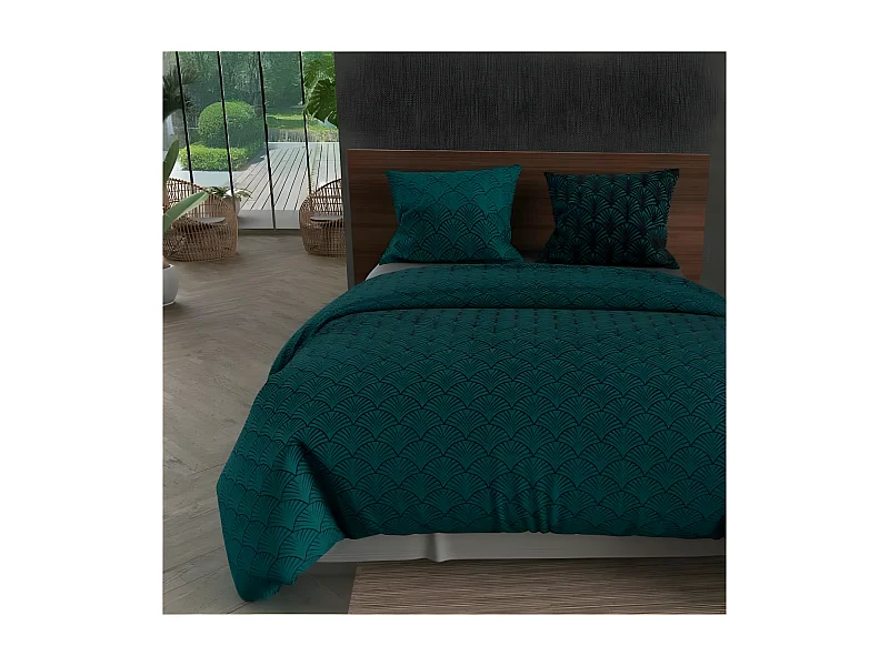 Set funda nórdica de microfibra 240x220 cm Pavo real azul, por Intemporel