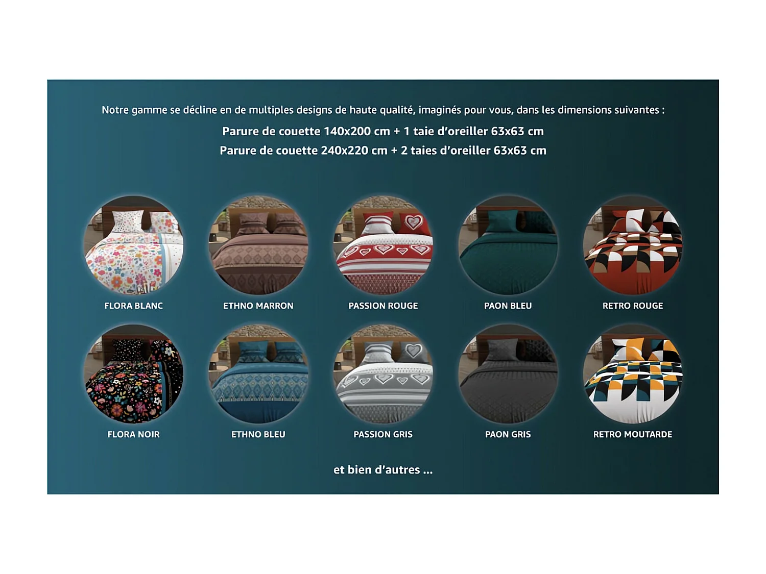 Set funda nórdica de microfibra 240x220 cm Pavo real azul, por Intemporel