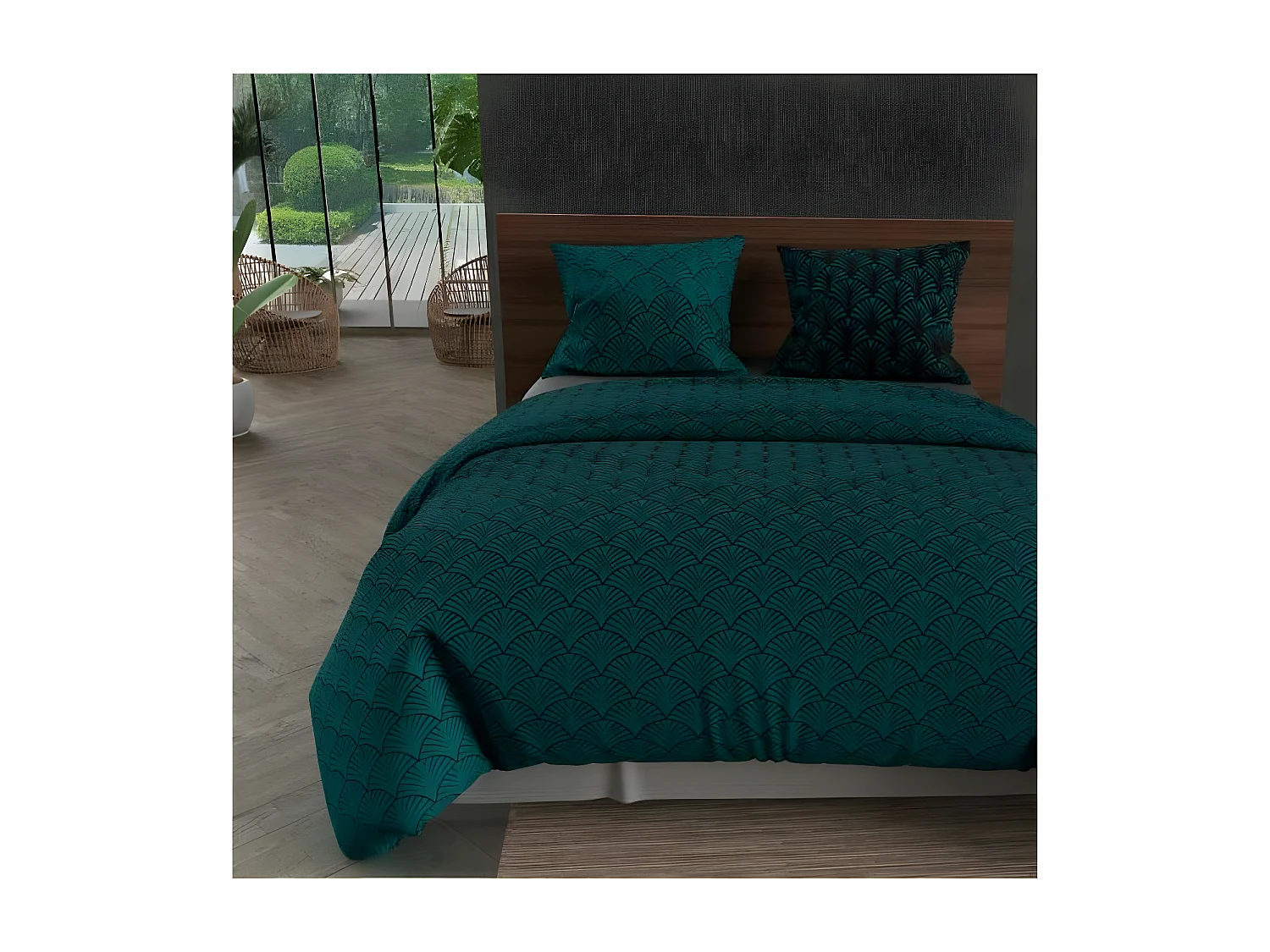 Set funda nórdica de microfibra 240x220 cm Pavo real azul, por Intemporel