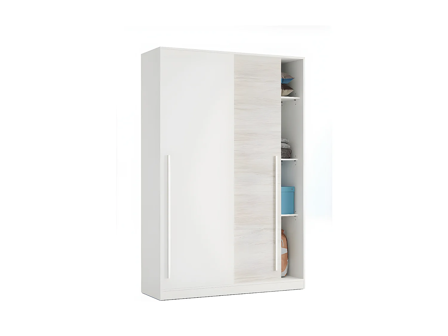 Armoire 2 portes coulissantes Blanc - PANDA - L 120 x l 50 x H 200 cm