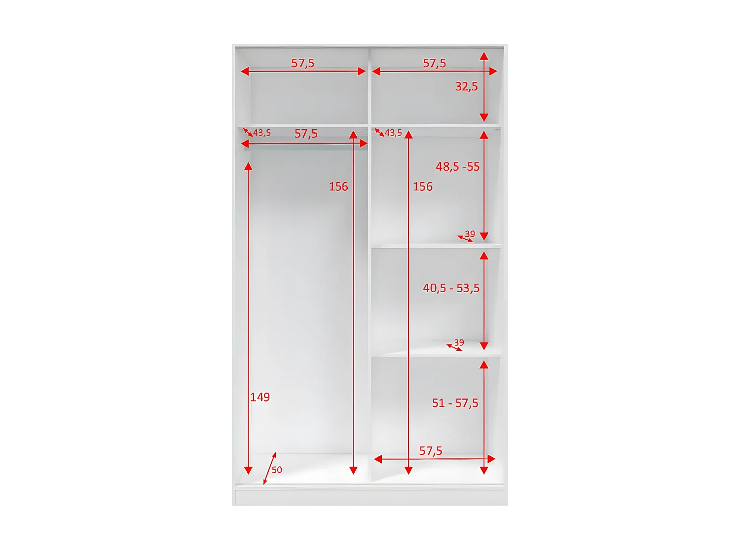 Armoire 2 portes coulissantes Blanc - PANDA - L 120 x l 50 x H 200 cm