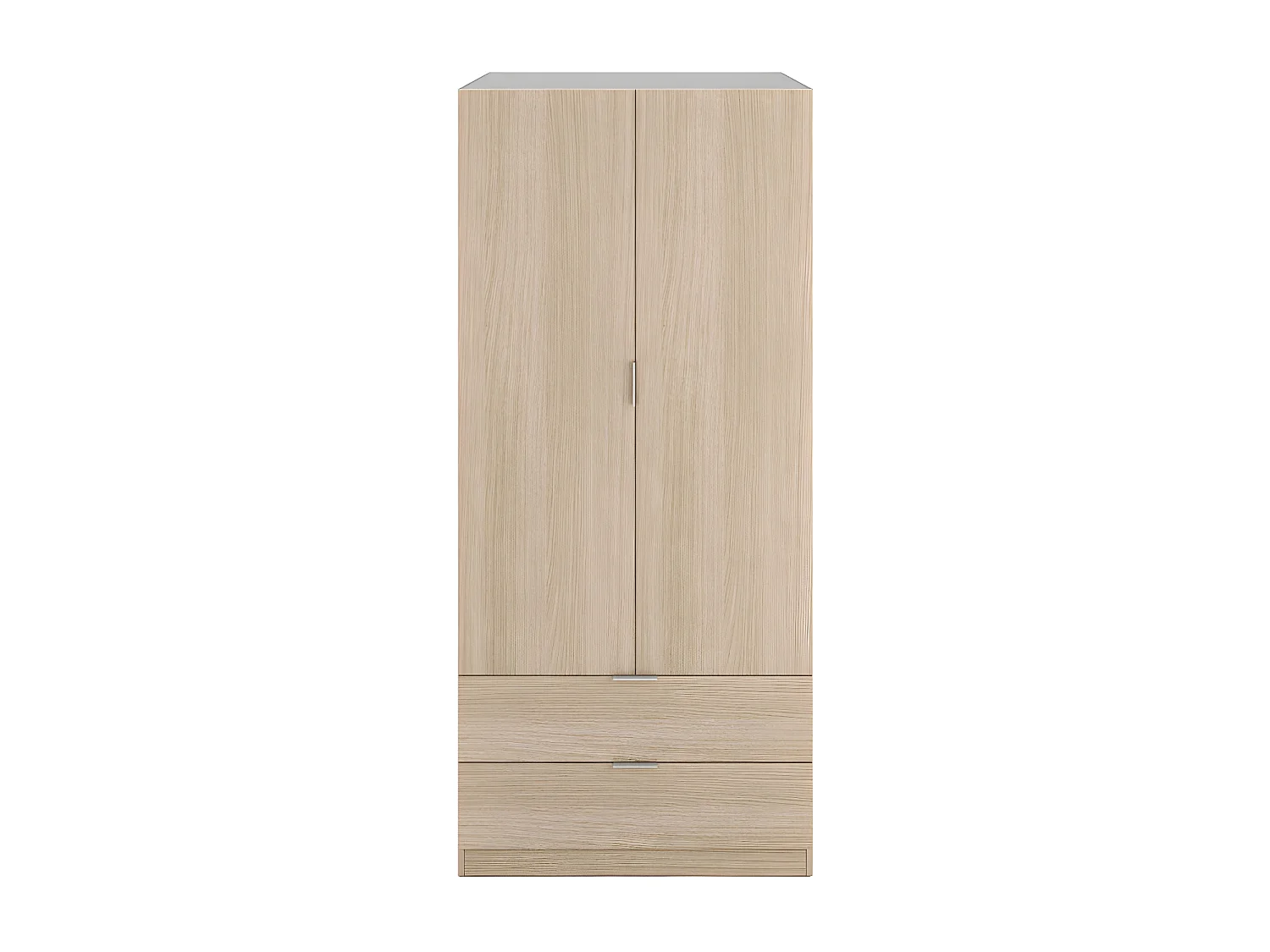 Armoire 2 portes battantes + 2 tiroirs Chêne - KAMUSI - L 81 x l 52 x H 180 cm