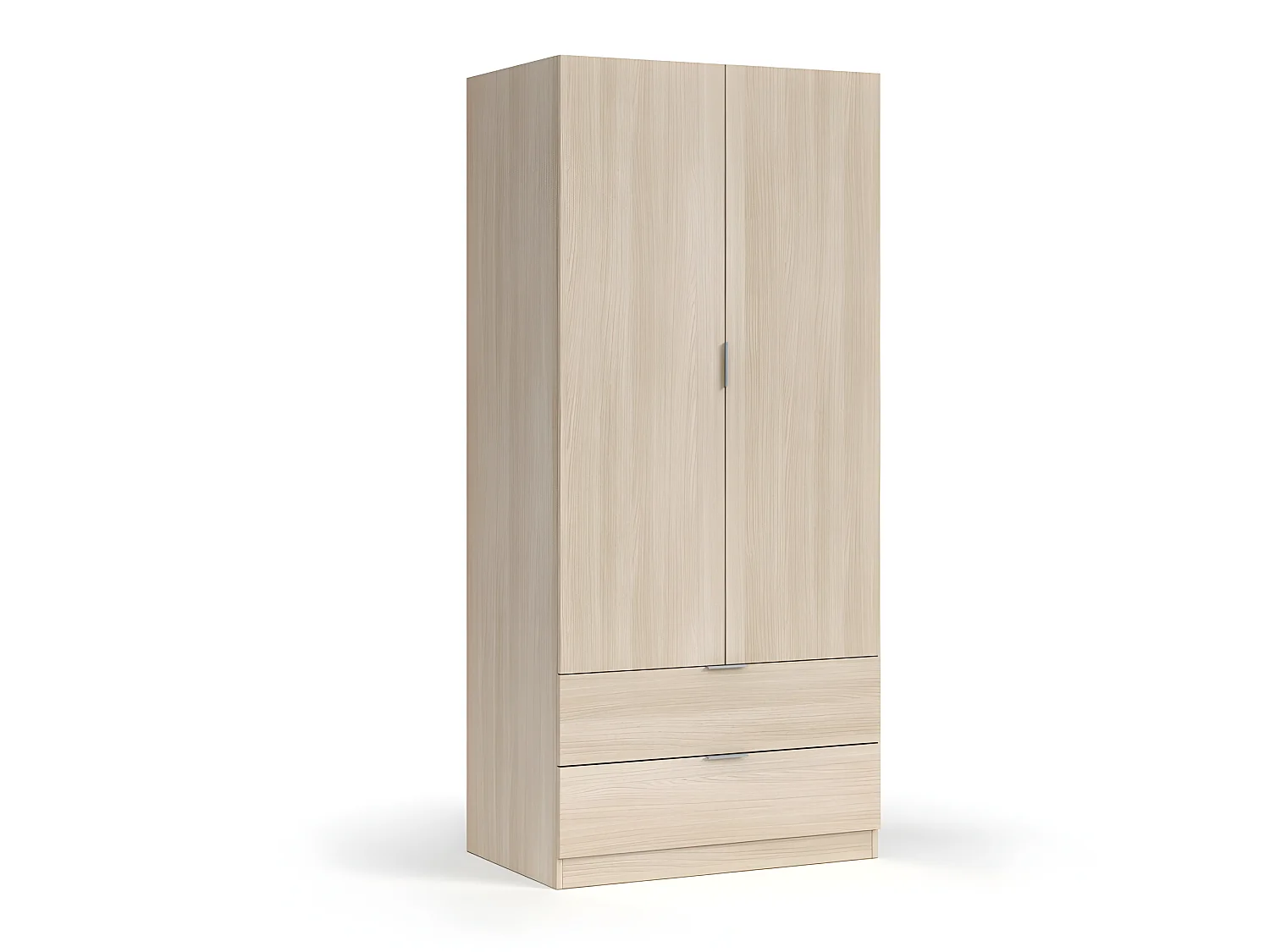 Armoire 2 portes battantes + 2 tiroirs Chêne - KAMUSI - L 81 x l 52 x H 180 cm