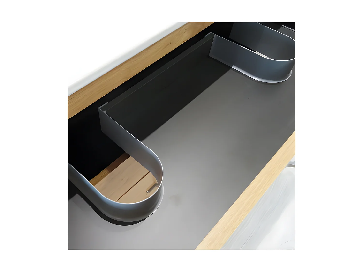 Meuble double vasque 3 tiroirs 120 cm Gris clair - LANA - L 121.5 x l 47 x H 88 cm