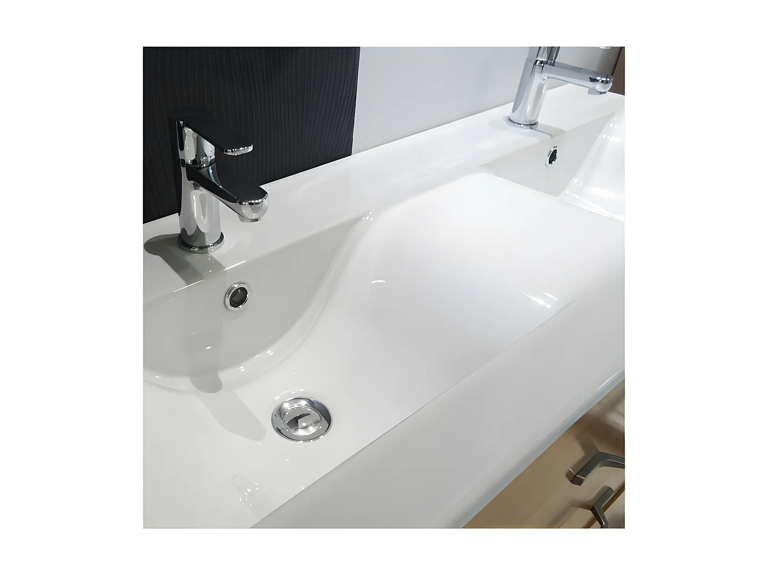 Meuble double vasque 3 tiroirs 120 cm Taupe - LANA - L 121.5 x l 47 x H 88 cm