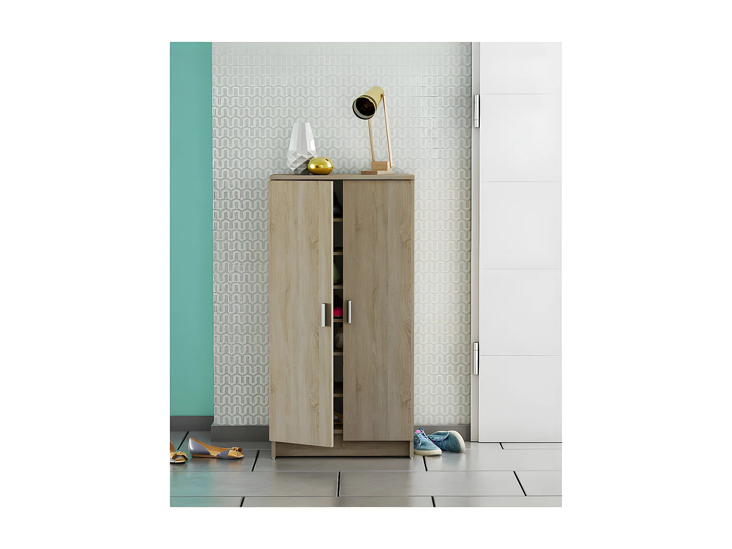 Meuble à chaussures 2 portes 6 niveaux - SCHUHE - L 55 x l 35 x H 108 cm