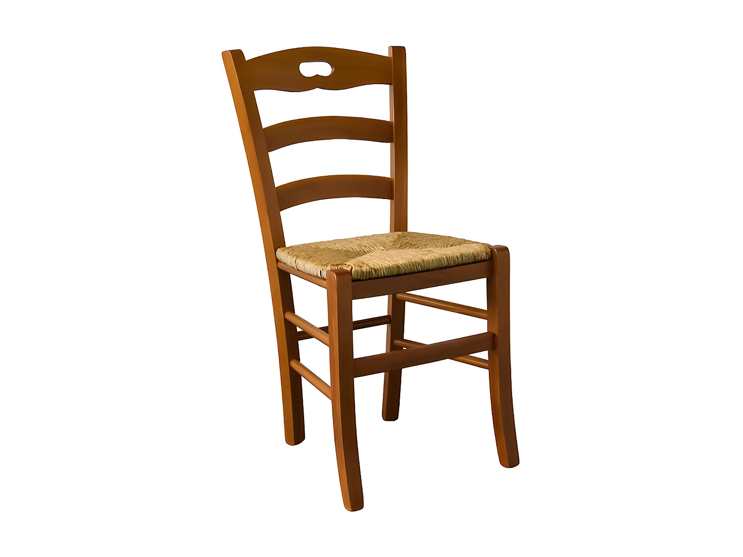 Lot de 2 chaises rustiques Chêne/Paille n°1 - PISA - L 45.5 x l 42.5 x H 88 cm