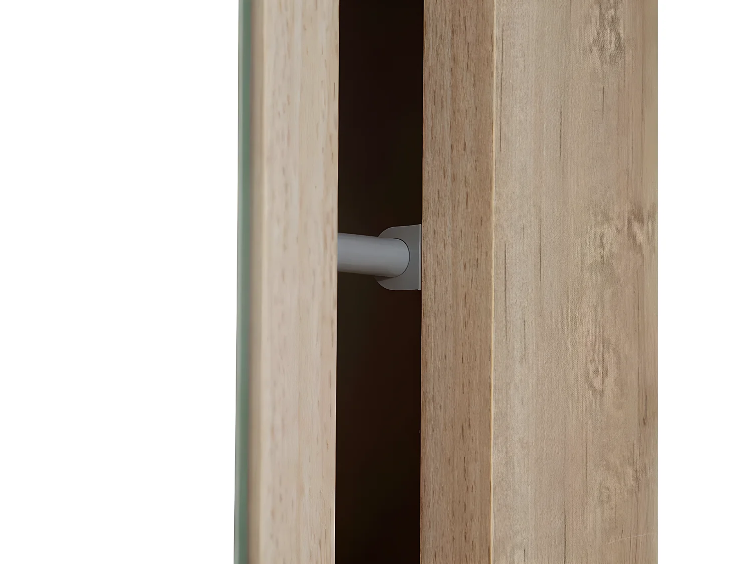 Meuble d'entrée 1 porte 2 tiroirs Bois/Blanc mat - LEGA - L 120 x l 30 x H 125 cm