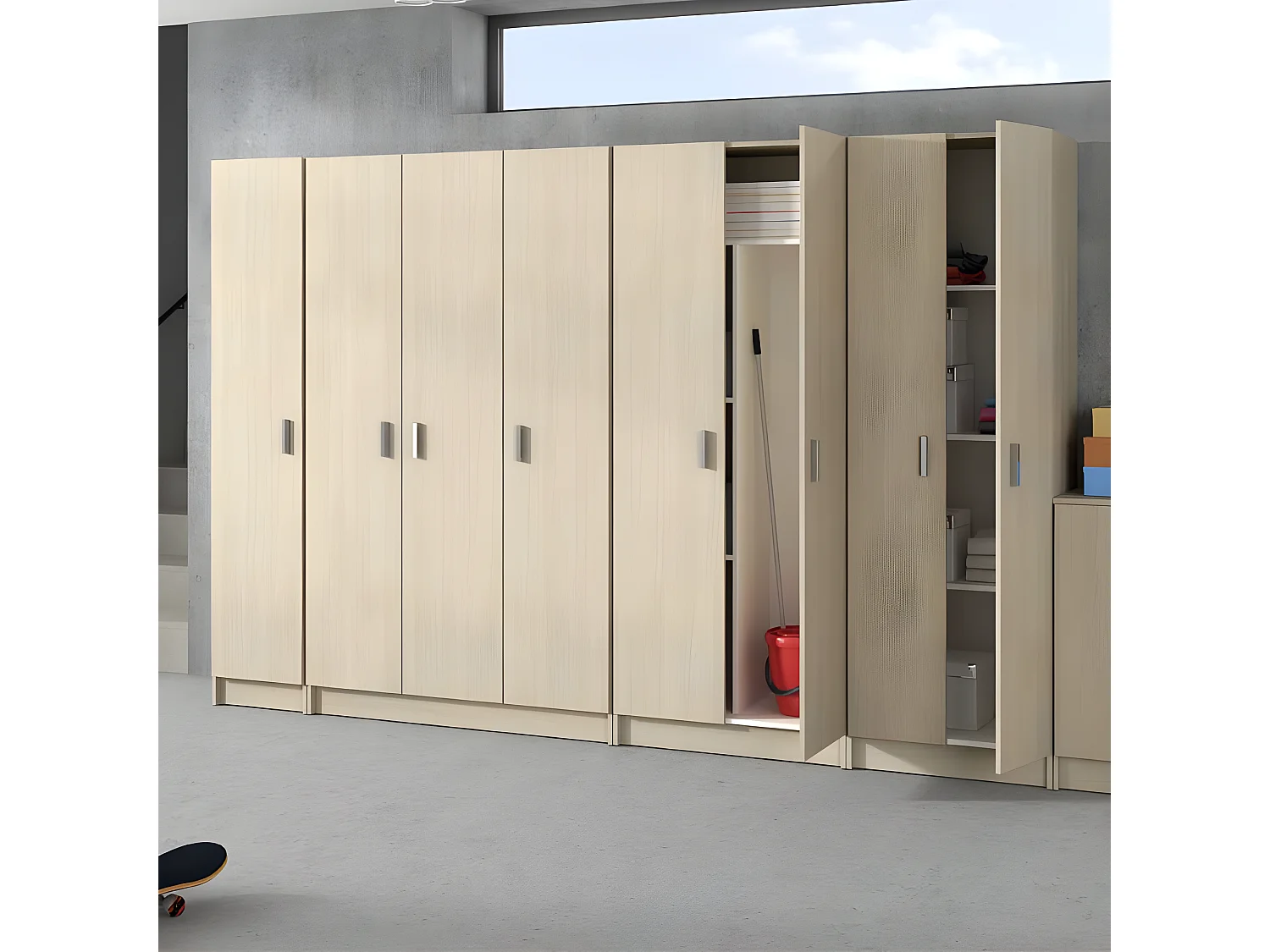 Armoire de rangement 2 portes 2 tablettes - Chêne - MULA - L 73 x l 37x H 180