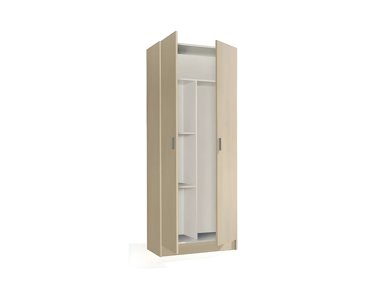 Armoire de rangement 2 portes 2 tablettes - Chêne - MULA - L 73 x l 37x H 180