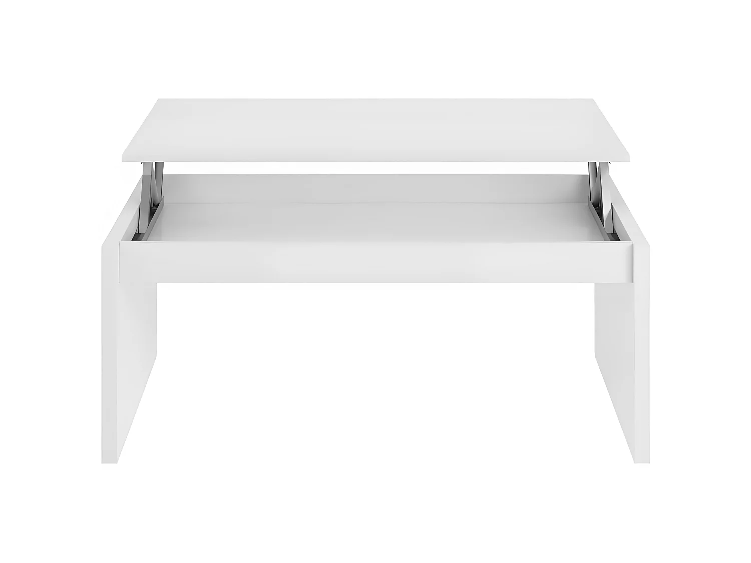 Table basse relevable Blanc - GIO - L 102 x l 50 x H 43/54 cm