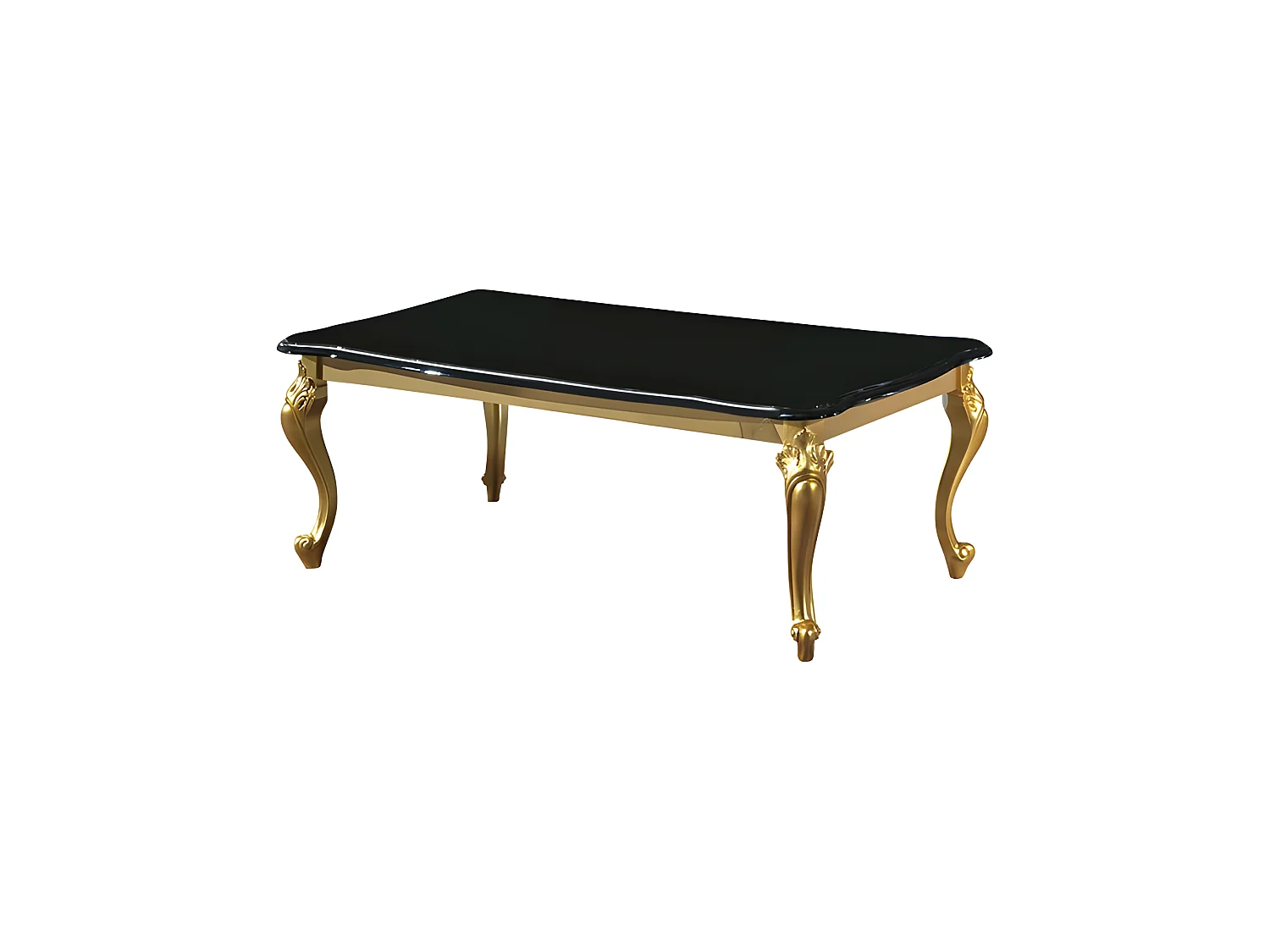 Table basse Laque Noir Brillant / Or - SEBORGA - L 120 x l 68 x H 43 cm